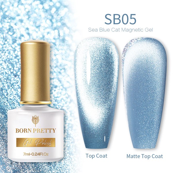 Born Pretty Sea Blue Kedi gözü oje 54748 (SB05)