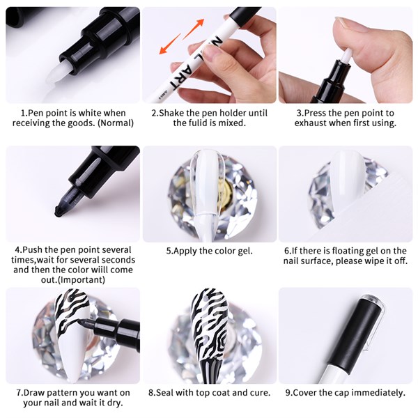 Nail Art çizim kalemi KIRMIZI (53542-5) - detay görseli 3