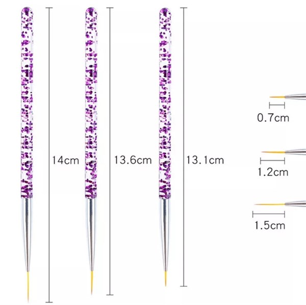 Nail Art çizim fırça seti (Mor) - detay görseli 2