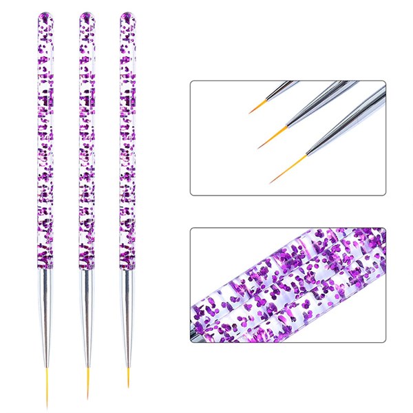Nail Art çizim fırça seti (Mor) - detay görseli 4