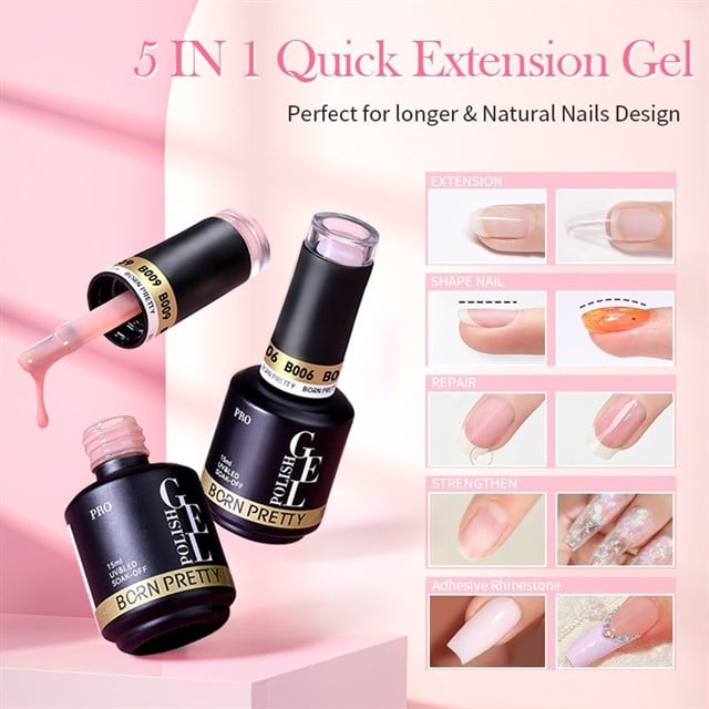 BORN PRETTY PRO 15ml BIAB HEMA Free Quick Building Nail Extension Gel B005 (59654)
