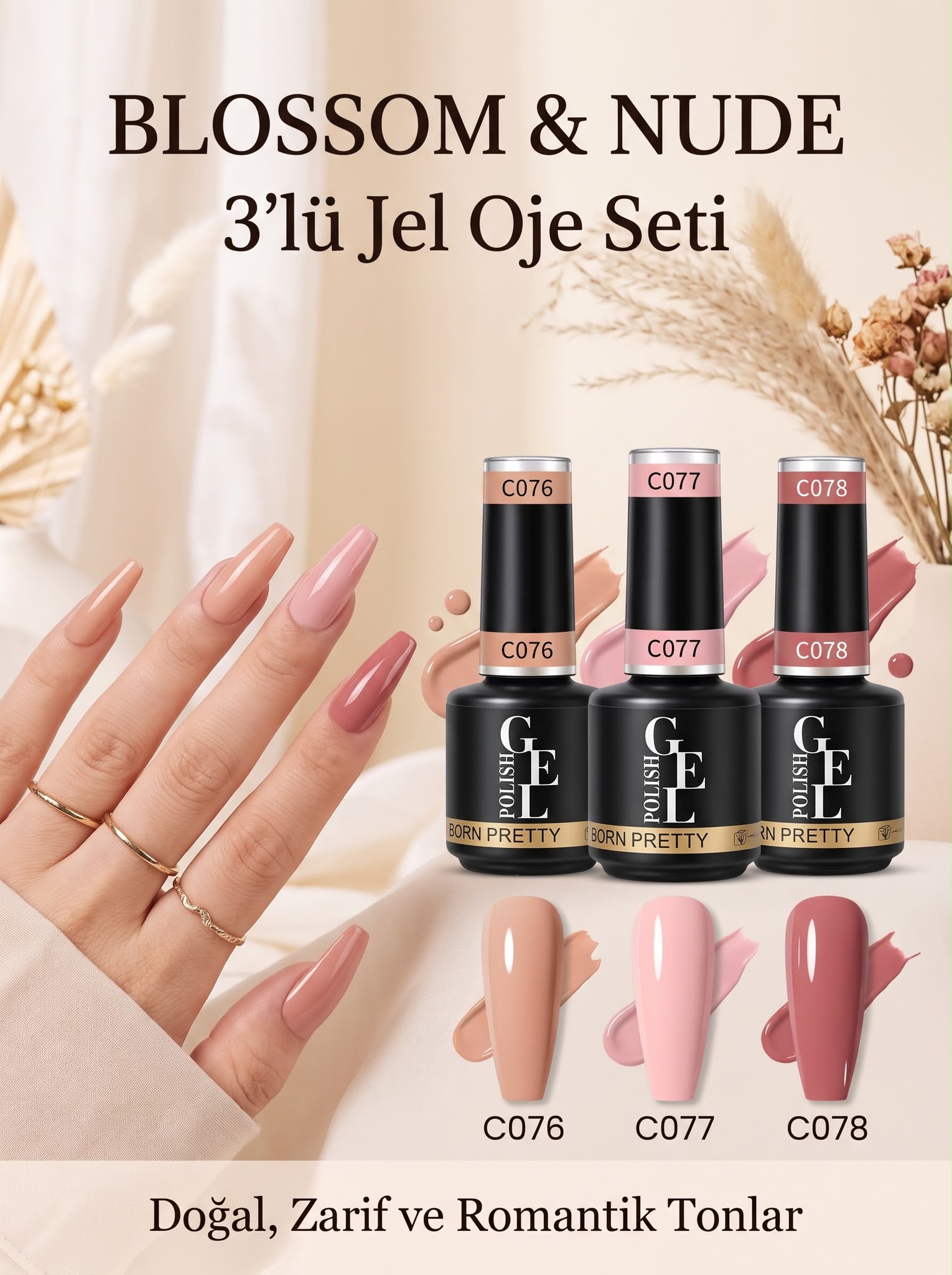 Blossom & Nude 3'lü Kalıcı oje Seti